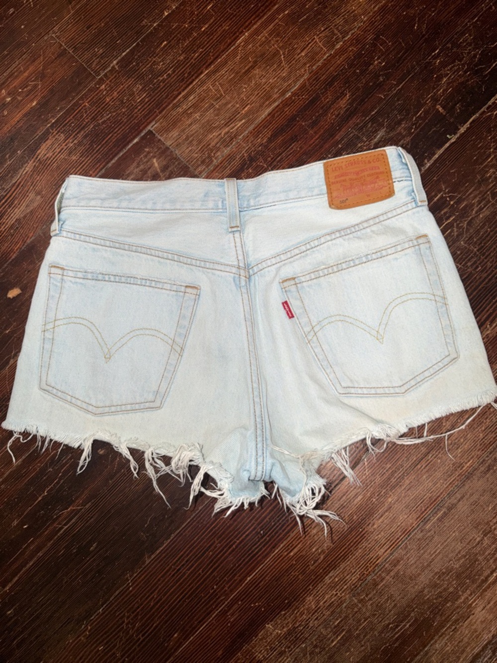 Levi's Light Blue Distressed Denim Shorts
